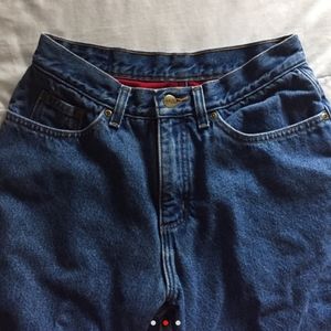vintage petite LL Bean high rise red fleece lined jeans